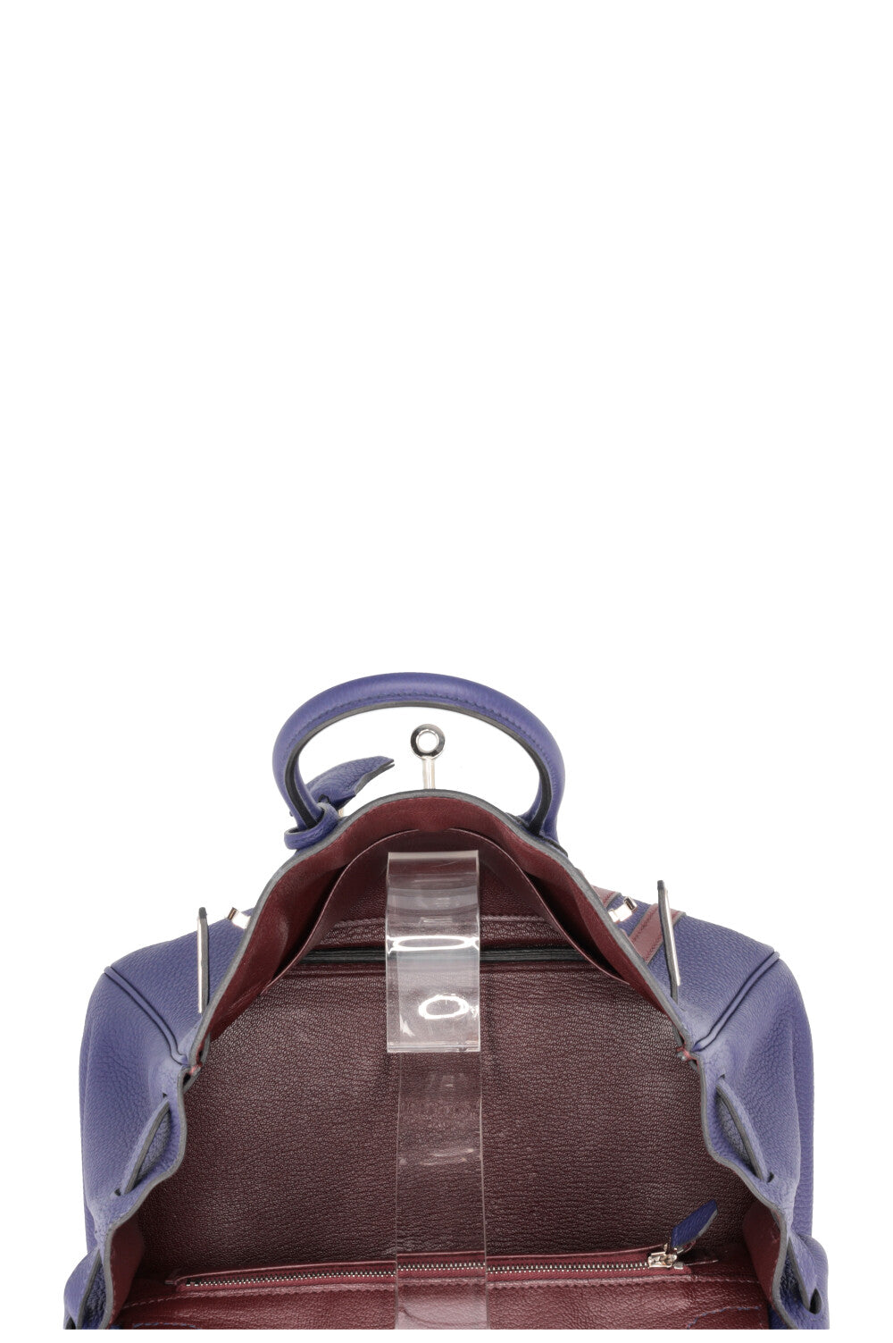 HERMÈS Birkin 25 Officier Retourne Togo Bleu Encre Bordeaux