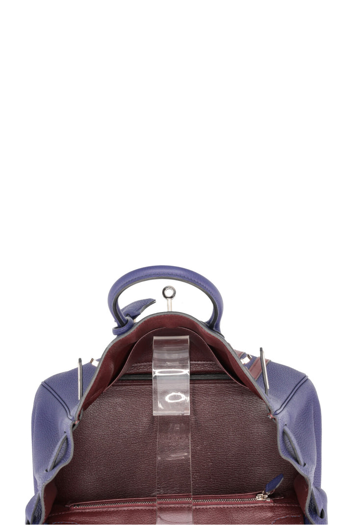 HERMÈS Birkin 25 Officier Retourne Togo Bleu Encre Bordeaux