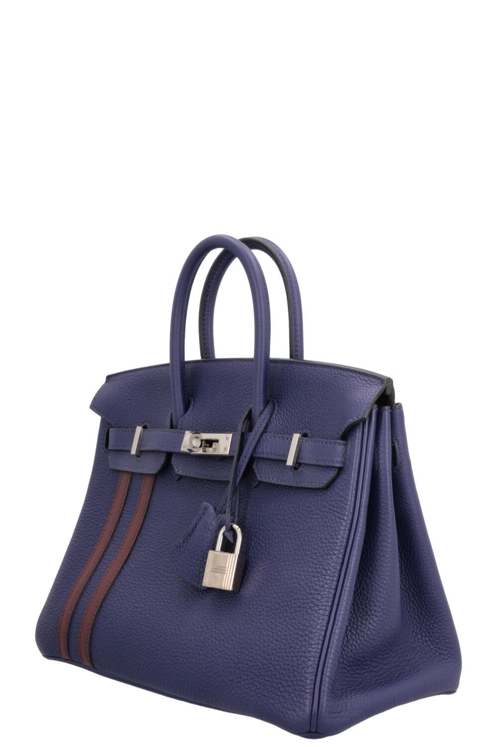 HERMÈS Birkin 25 Officier Retourne Togo Bleu Encre Bordeaux