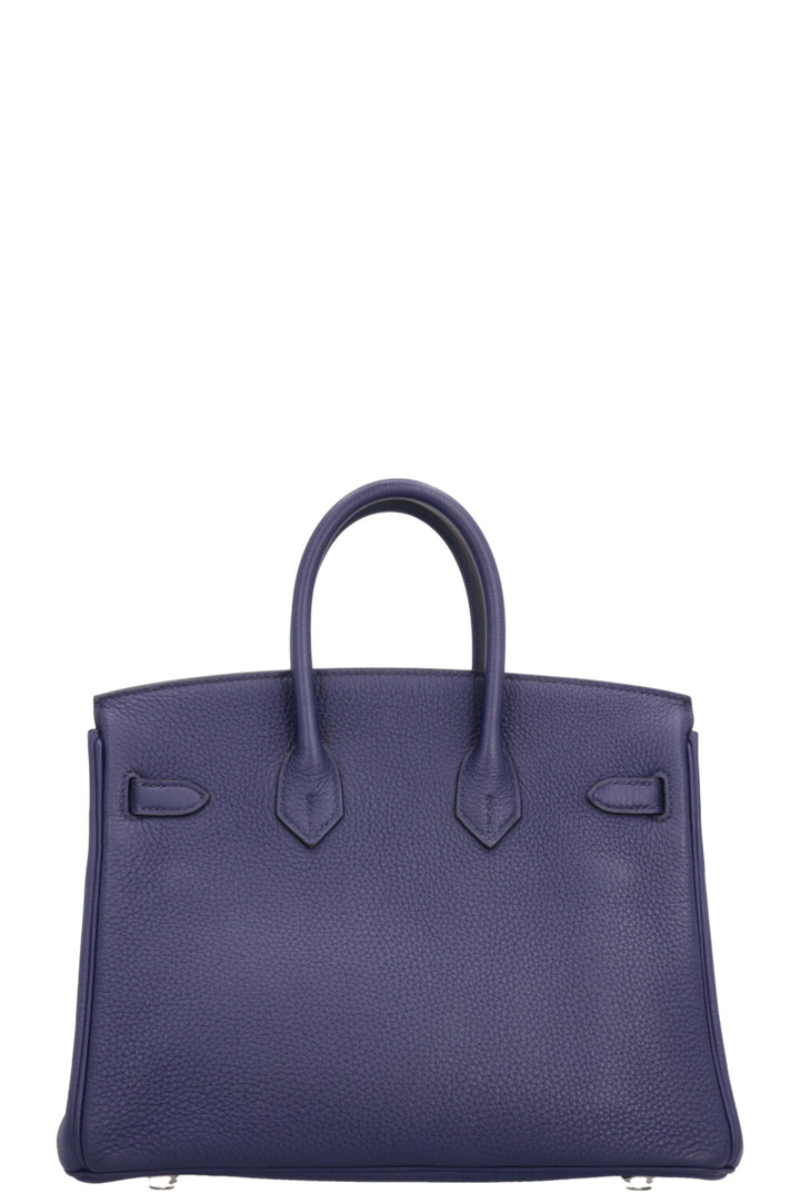 HERMÈS Birkin 25 Officier Retourne Togo Bleu Encre Bordeaux