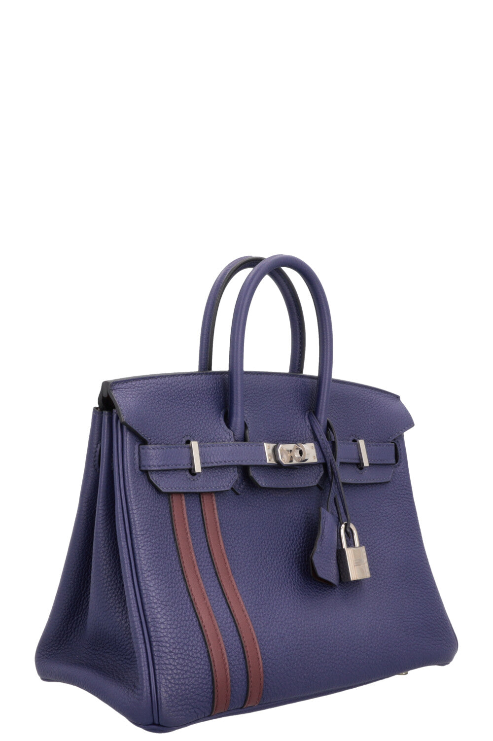 HERMÈS Birkin 25 Officier Retourne Togo Bleu Encre Bordeaux