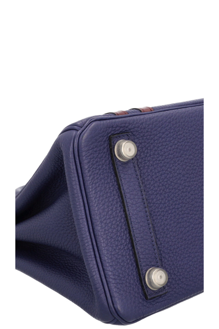 HERMÈS Birkin 25 Officier Retourne Togo Bleu Encre Bordeaux