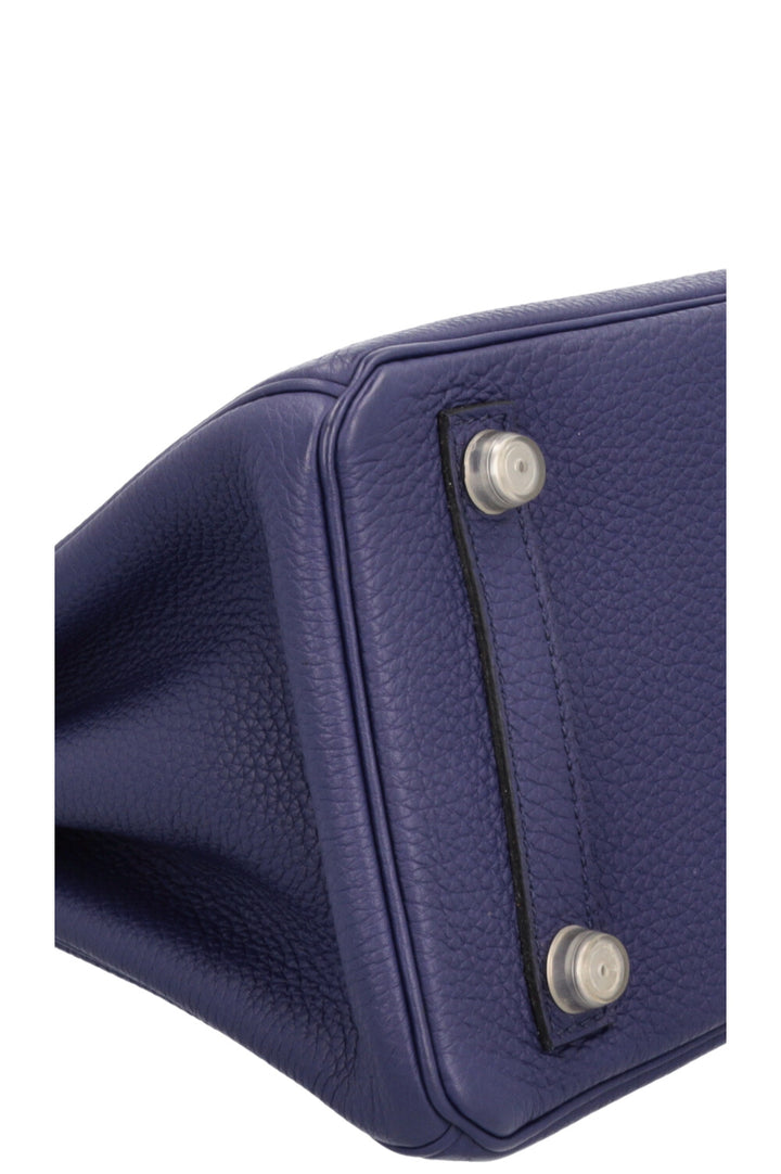 HERMÈS Birkin 25 Officier Retourne Togo Bleu Encre Bordeaux