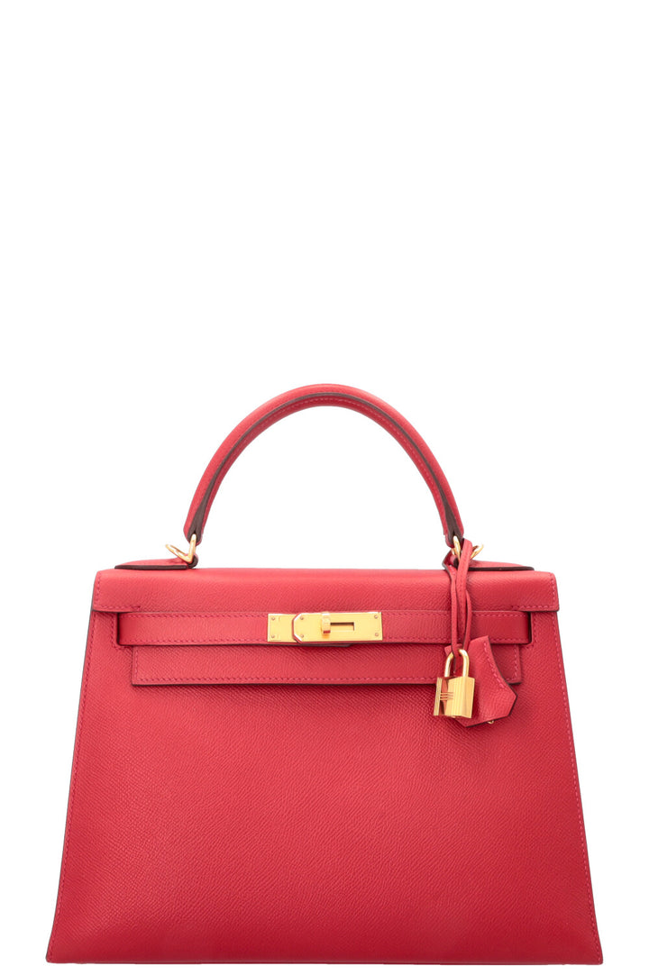 HERMÈS Kelly 28 Sellier Epsom Rouge Casaque