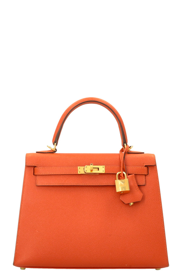 HERMÈS Kelly 25 Sellier Epsom Feu