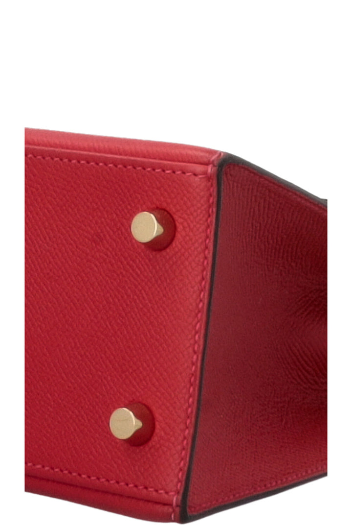 HERMÈS Kelly 25 Sellier Epsom Rouge Casaque