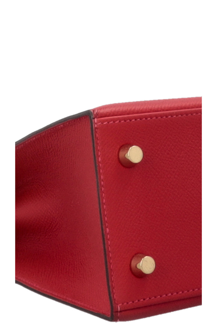 HERMÈS Kelly 25 Sellier Epsom Rouge Casaque