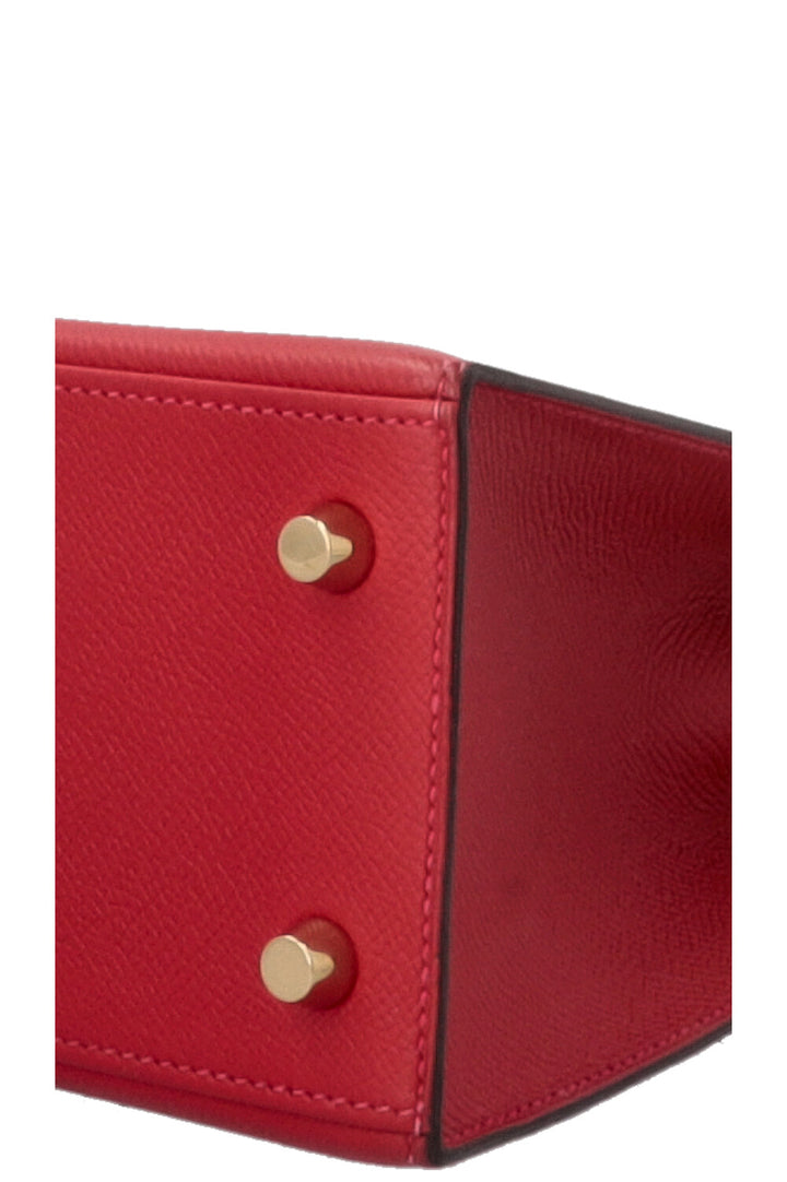 HERMÈS Kelly 25 Sellier Epsom Rouge Casaque