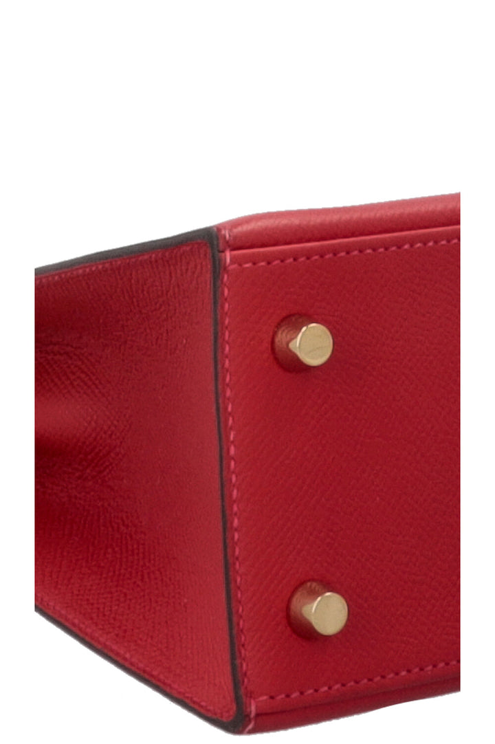 HERMÈS Kelly 25 Sellier Epsom Rouge Casaque