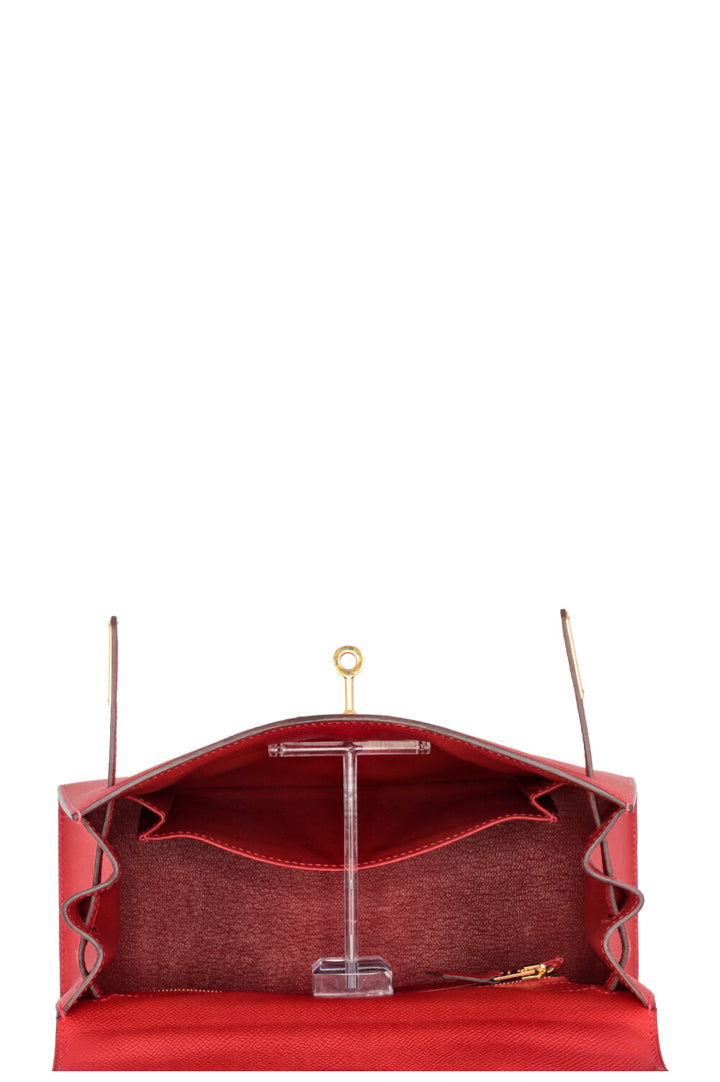 HERMÈS Kelly 25 Sellier Epsom Rouge Casaque