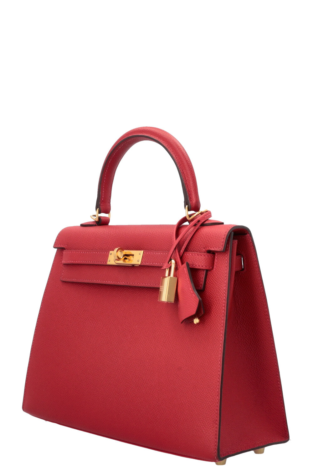 HERMÈS Kelly 25 Sellier Epsom Rouge Casaque