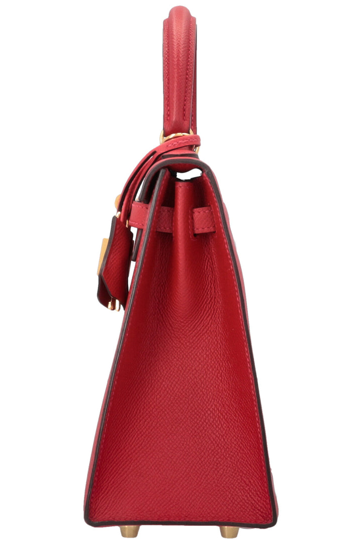 HERMÈS Kelly 25 Sellier Epsom Rouge Casaque