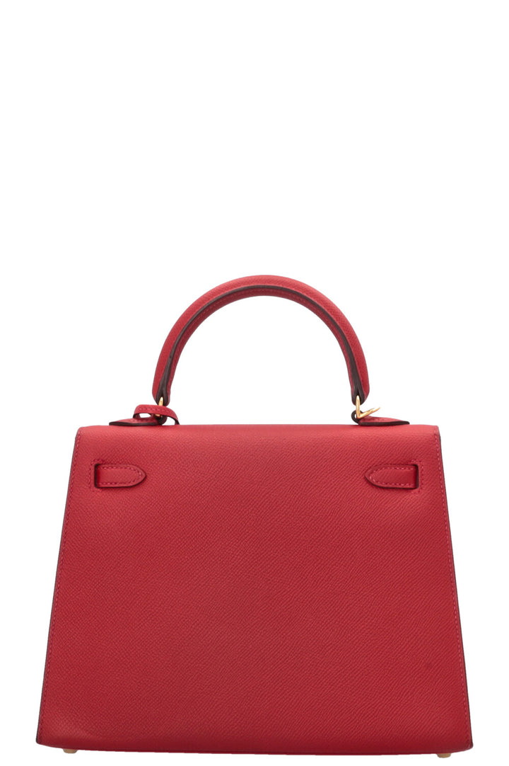 HERMÈS Kelly 25 Sellier Epsom Rouge Casaque