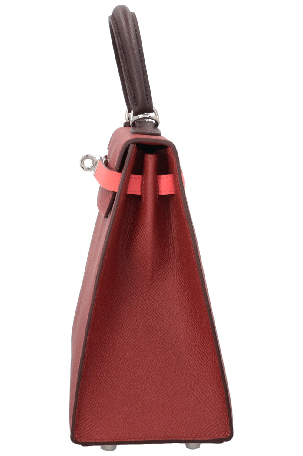 HERMES Kelly 25 Sellier Tricolor Epsom Rouge Venetian Rose Texas Rouge Sellier