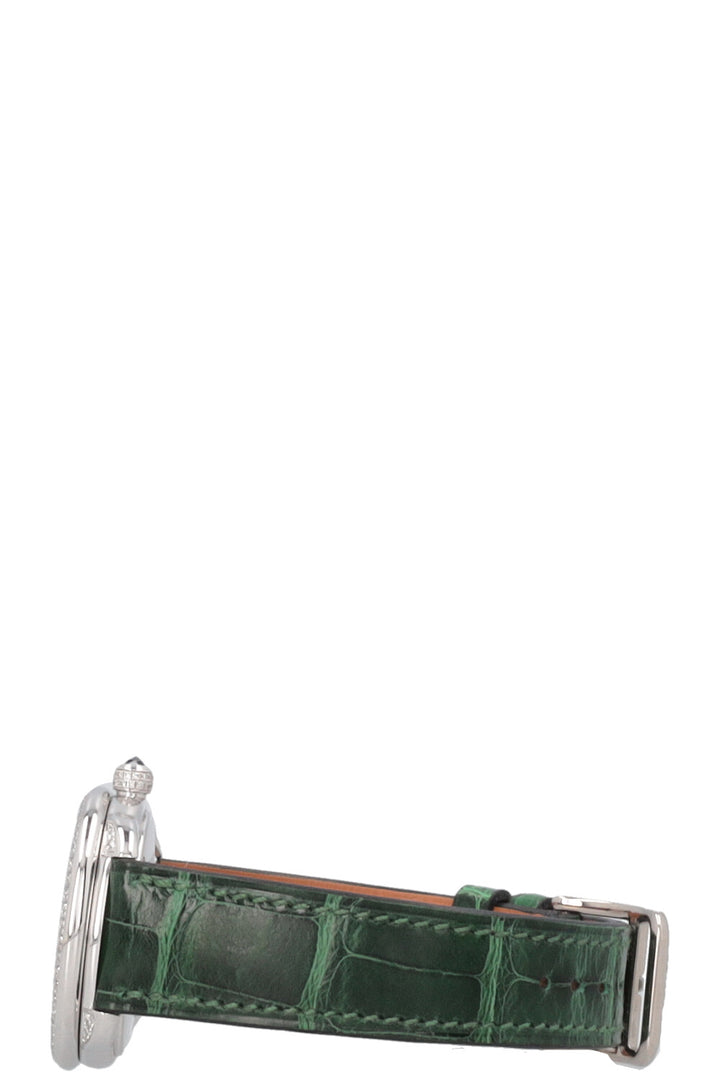HERMÈS Arceau Watch Diamonds Alligator Green