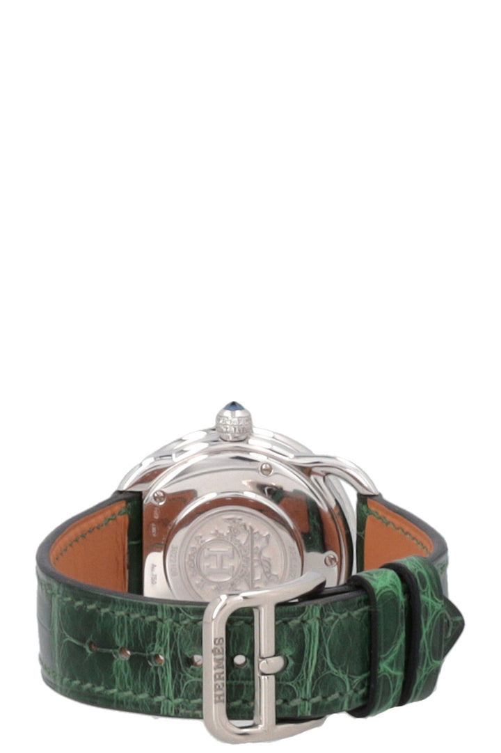 HERMÈS Arceau Watch Diamonds Alligator Green