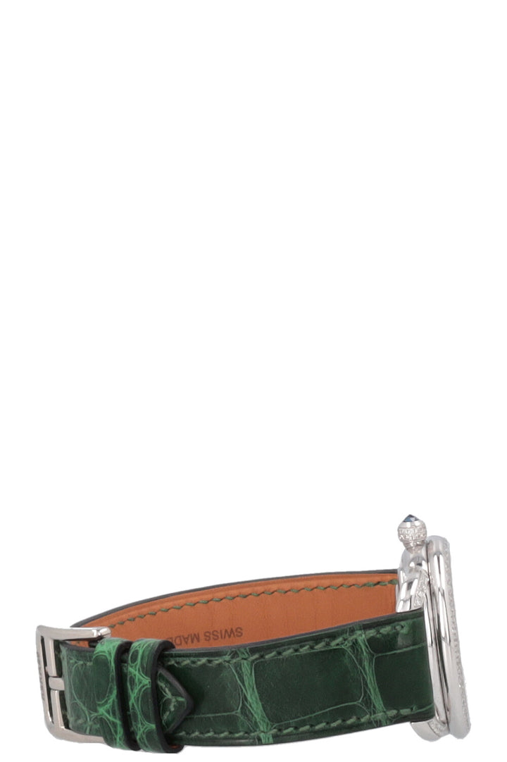 HERMÈS Arceau Watch Diamonds Alligator Green