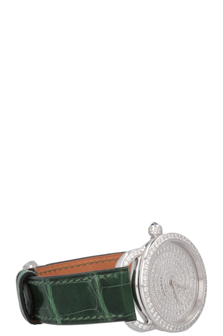 HERMÈS Arceau Watch Diamonds Alligator Green