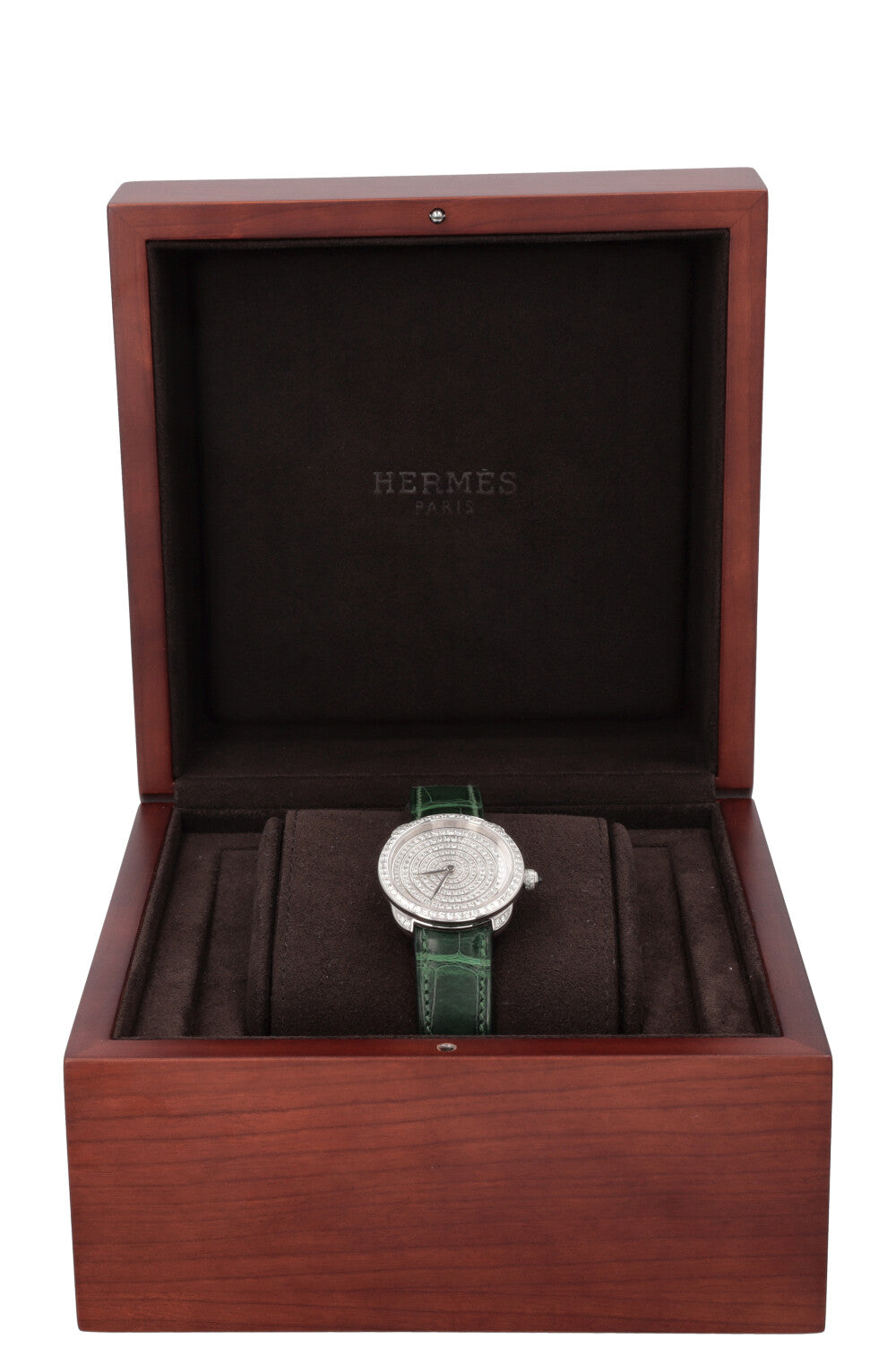 HERMÈS Arceau Watch Diamonds Alligator Green