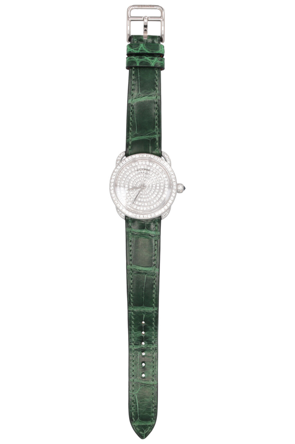 HERMÈS Arceau Watch Diamonds Alligator Green