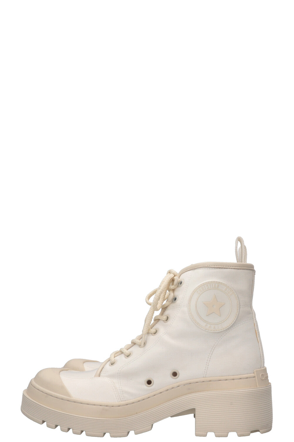 CHRISTIAN DIOR D-Rise Boots Canvas Ivory