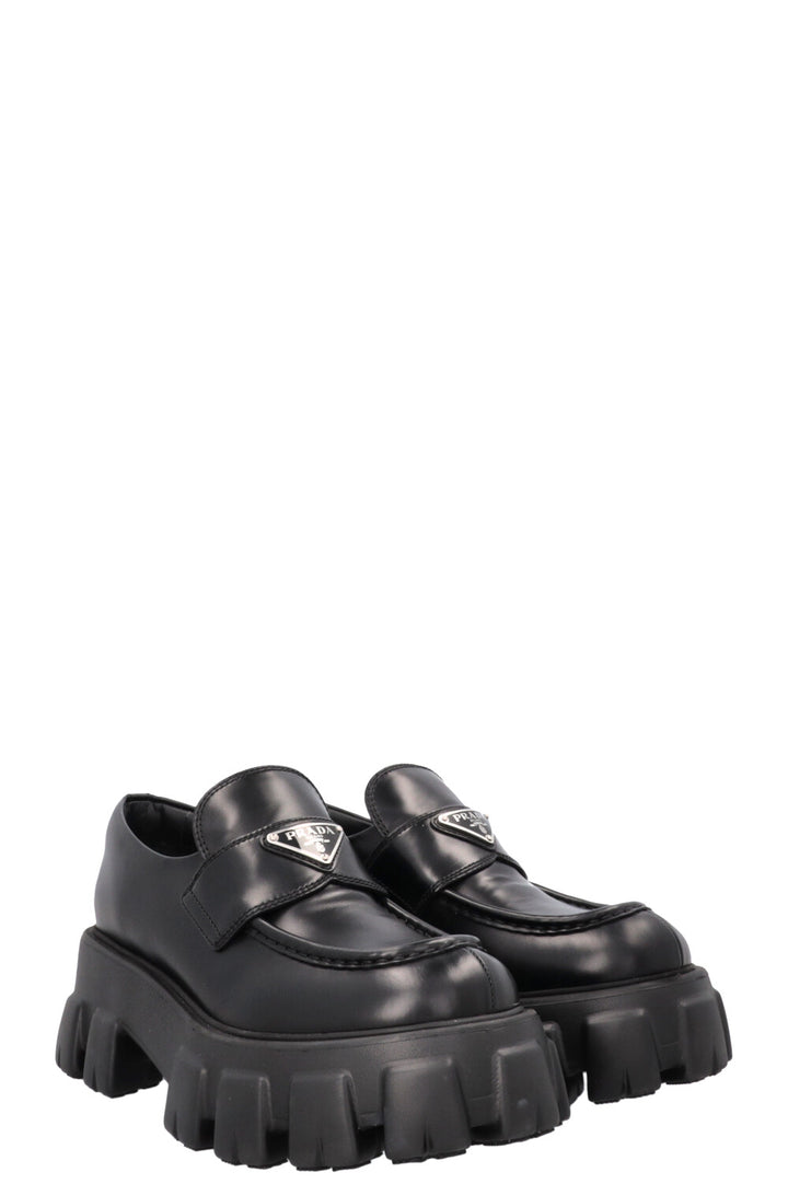 PRADA Monolith Loafers Leather Black