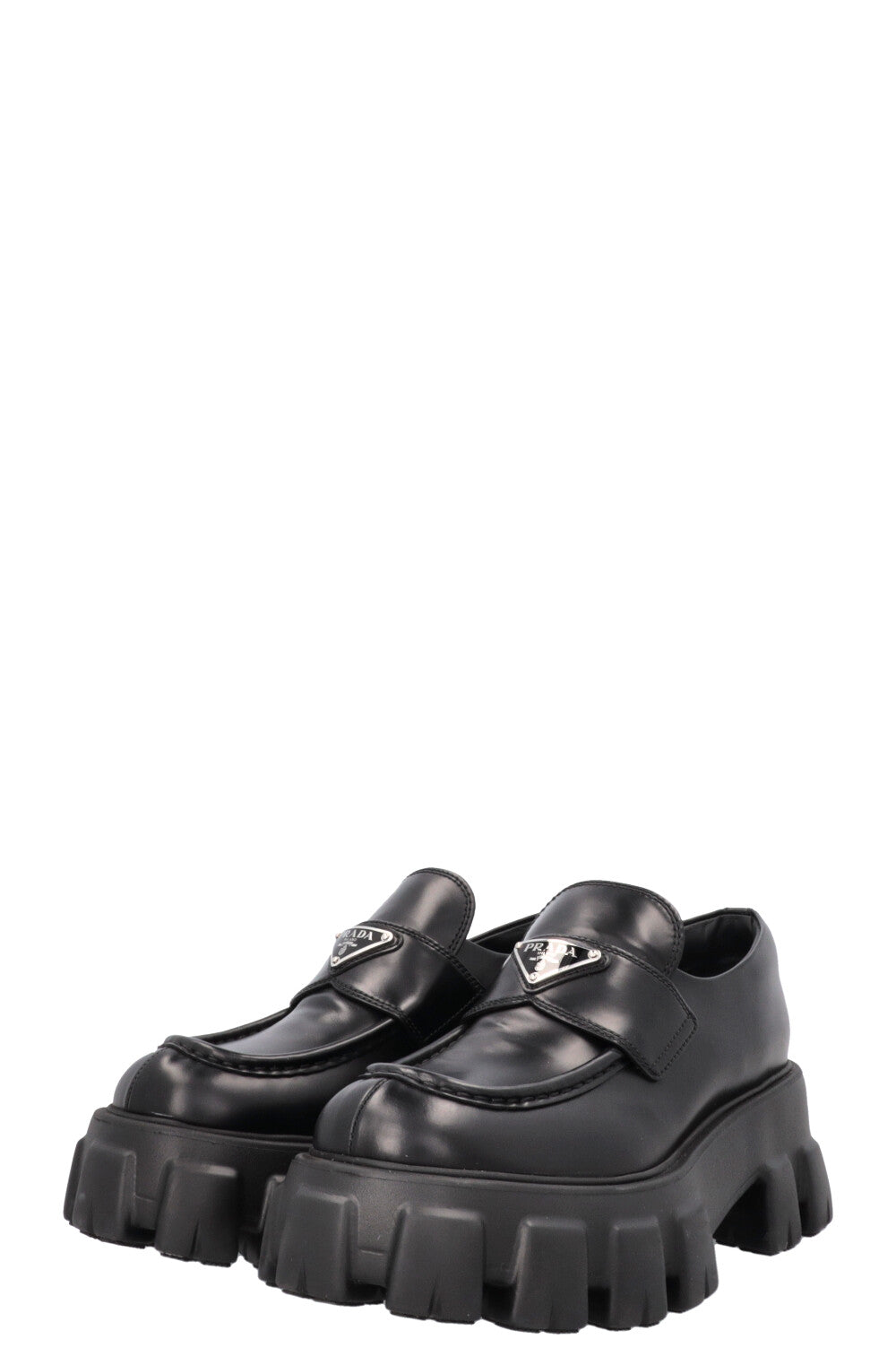 PRADA Monolith Loafers Leather Black