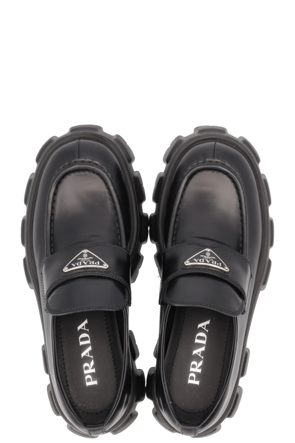 PRADA Monolith Loafers Leather Black