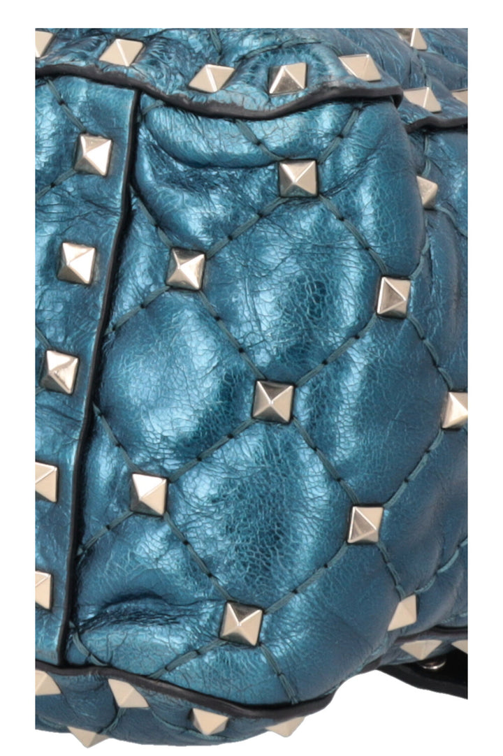 VALENTINO Large Rockstud Spike Bag Metallic Blue