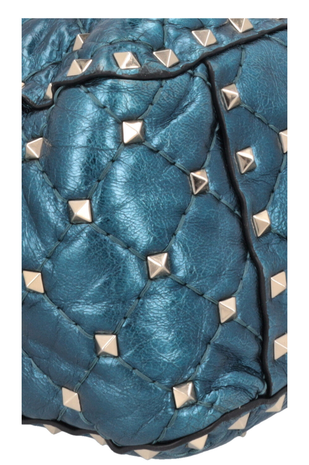 VALENTINO Large Rockstud Spike Bag Metallic Blue