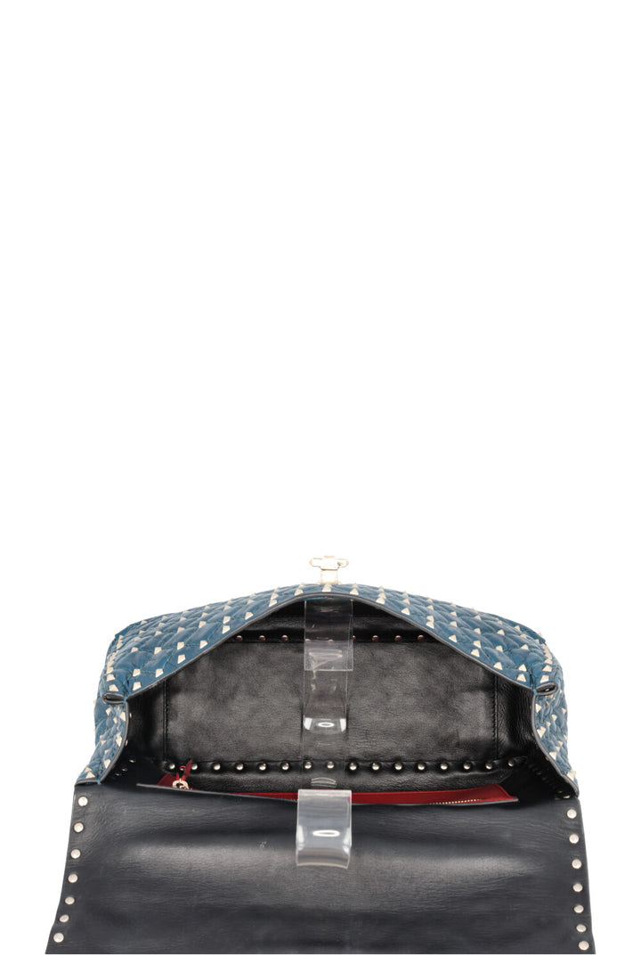 VALENTINO Large Rockstud Spike Bag Metallic Blue