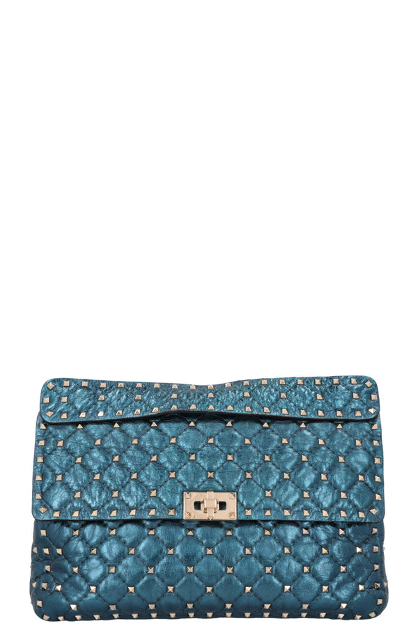 VALENTINO Large Rockstud Spike Bag Metallic Blue