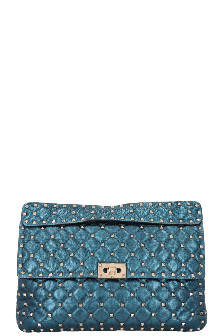 VALENTINO Large Rockstud Spike Bag Metallic Blue