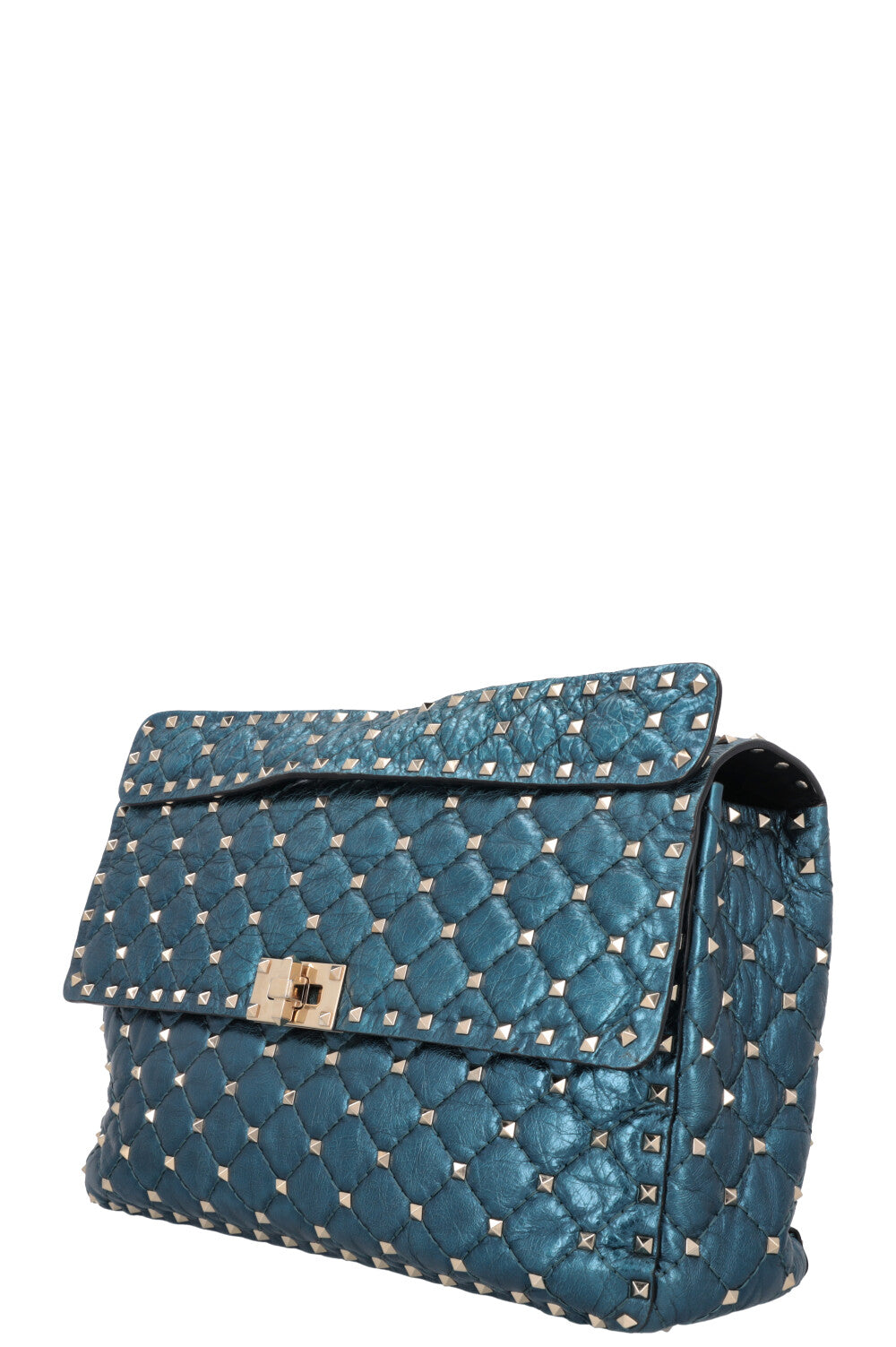 VALENTINO Large Rockstud Spike Bag Metallic Blue