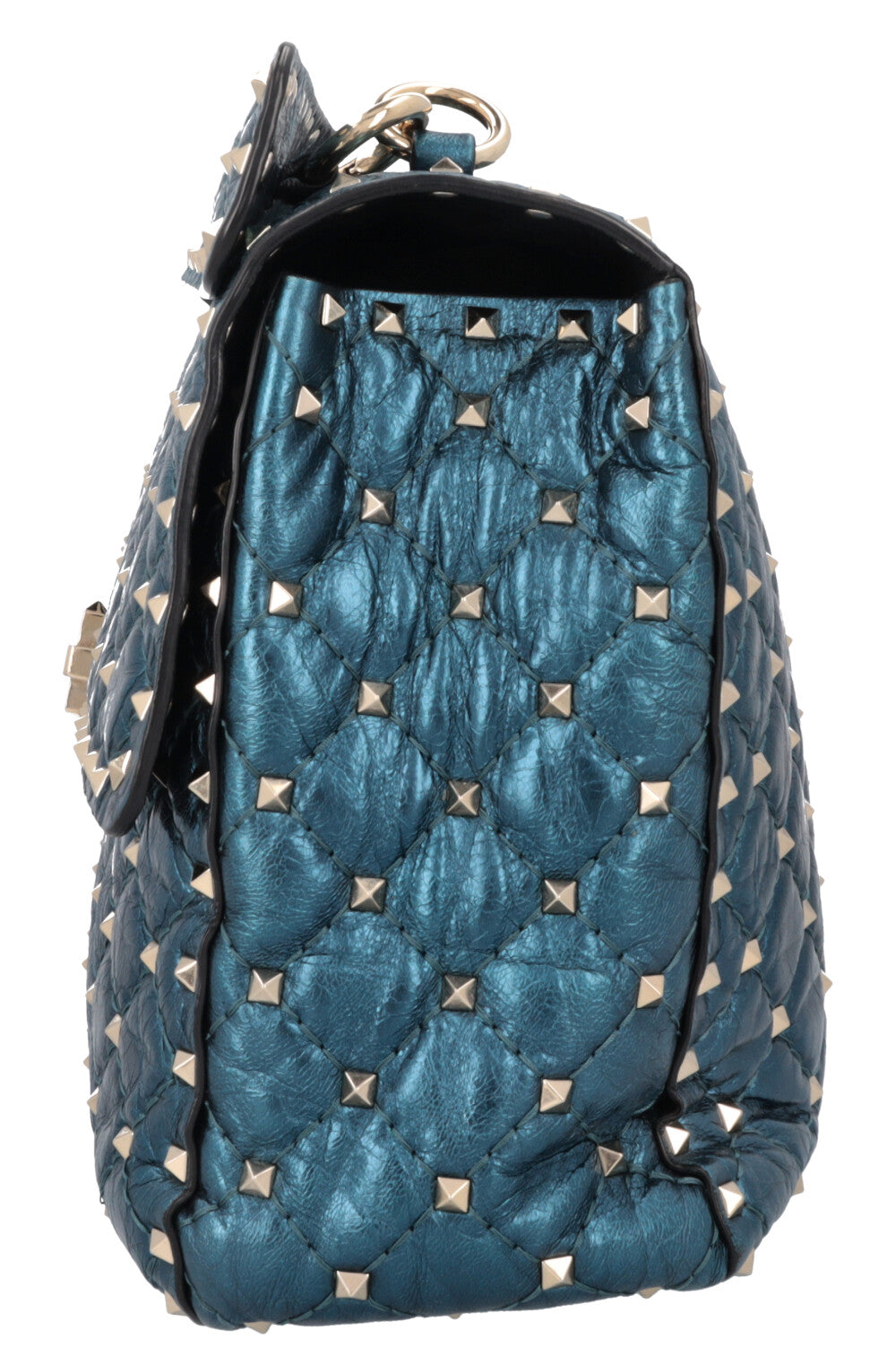 VALENTINO Large Rockstud Spike Bag Metallic Blue