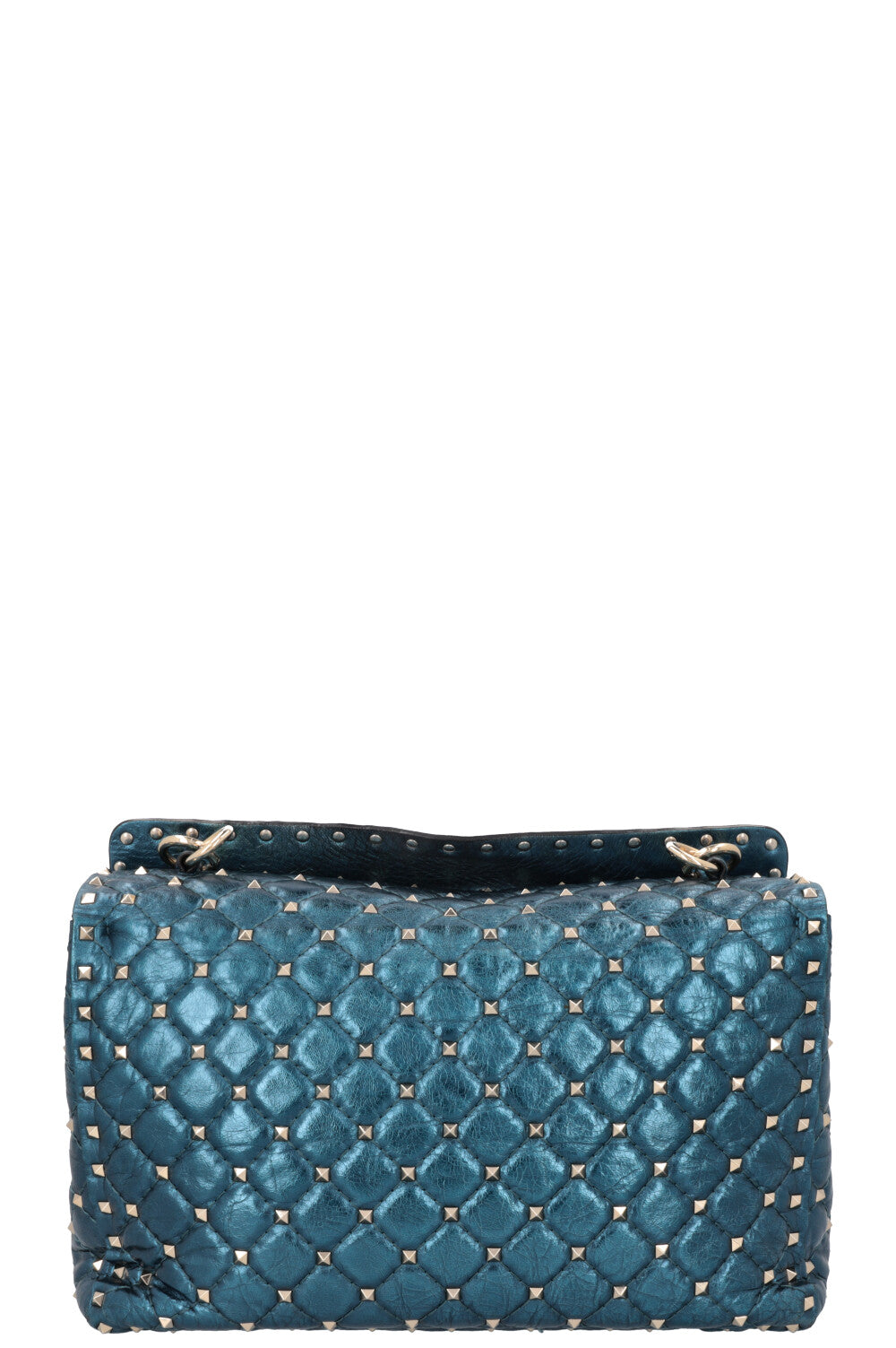 VALENTINO Large Rockstud Spike Bag Metallic Blue