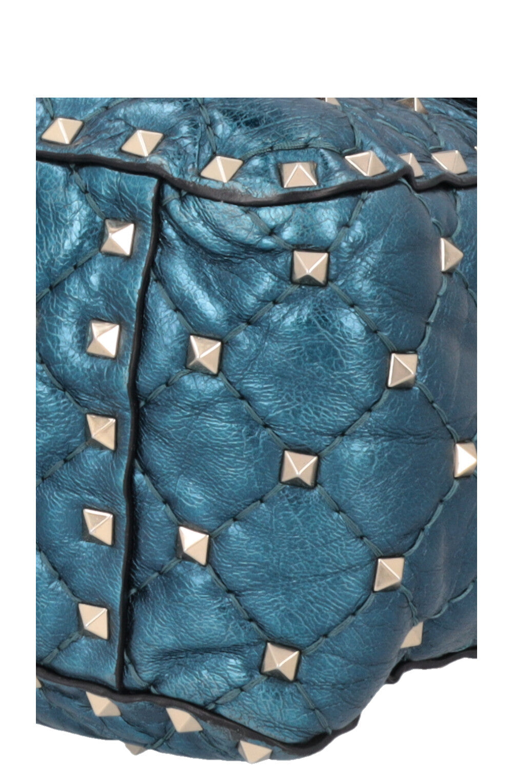 VALENTINO Large Rockstud Spike Bag Metallic Blue
