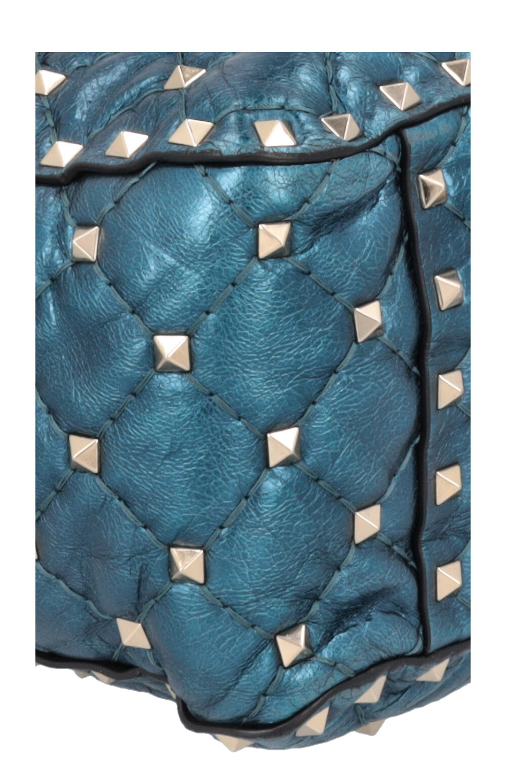 VALENTINO Large Rockstud Spike Bag Metallic Blue