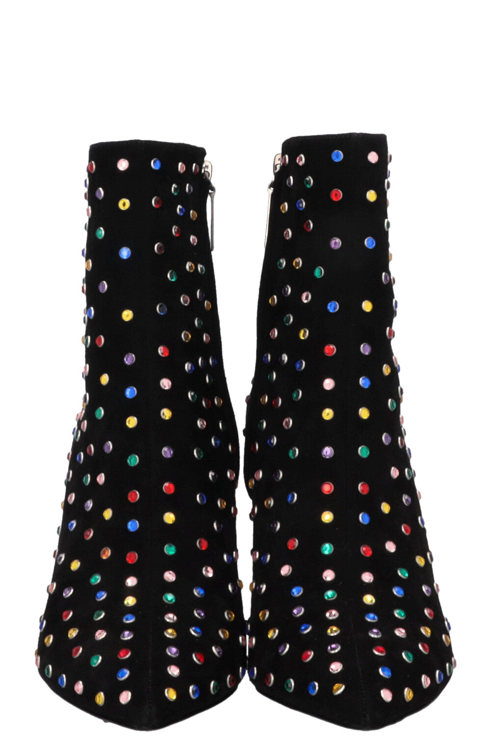 SAINT LAURENT Betty Embellished Ankle Boots Suede Black