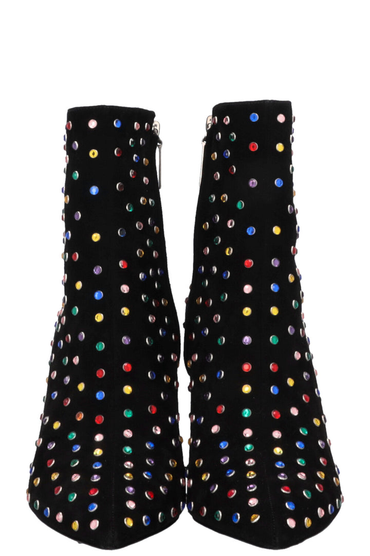 SAINT LAURENT Betty Embellished Ankle Boots Suede Black