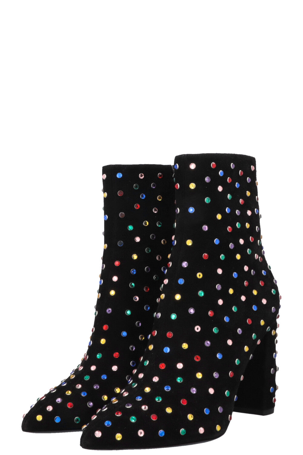 SAINT LAURENT Betty Embellished Ankle Boots Suede Black