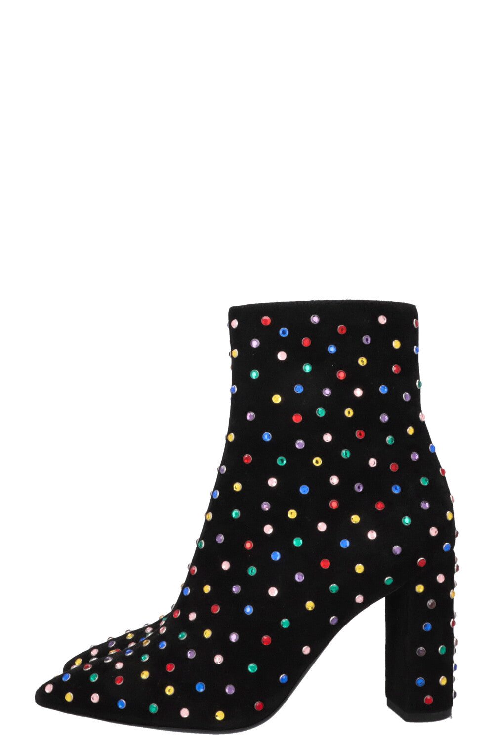 SAINT LAURENT Betty Embellished Ankle Boots Suede Black