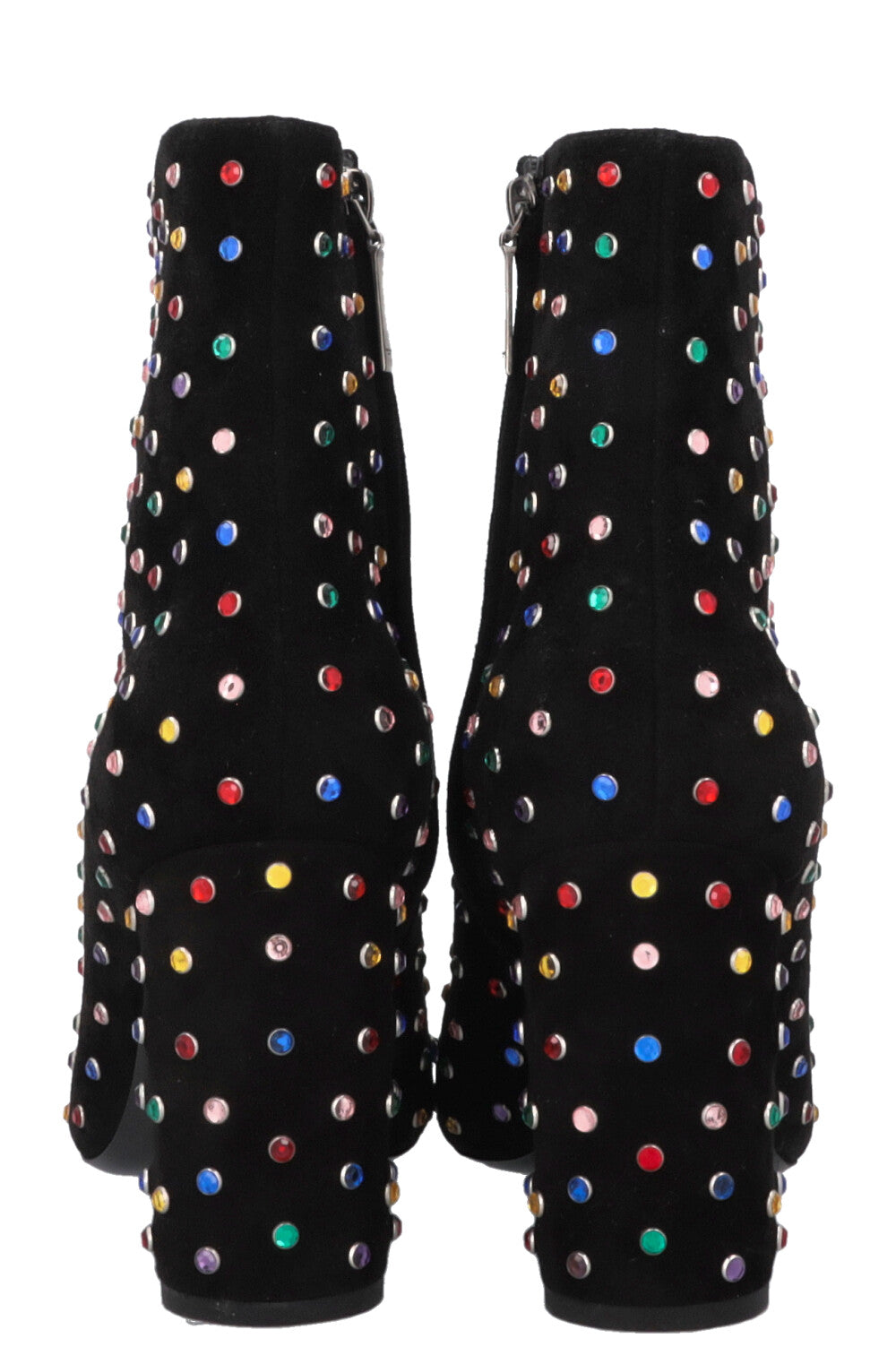 SAINT LAURENT Betty Embellished Ankle Boots Suede Black