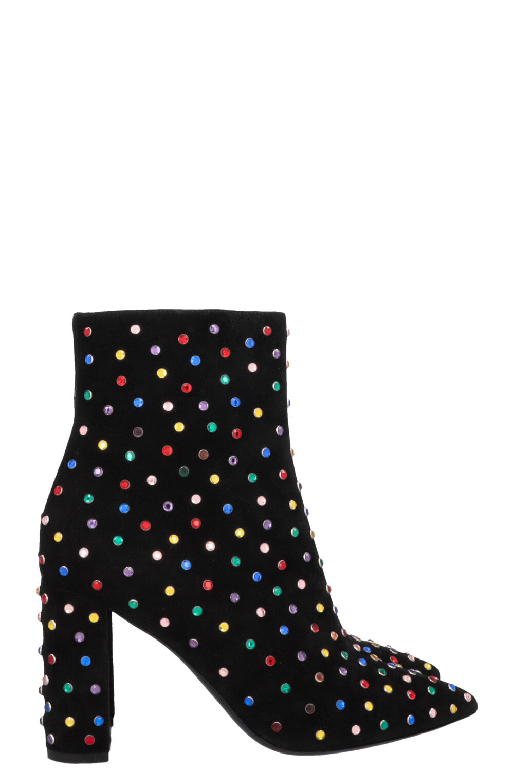 SAINT LAURENT Betty Embellished Ankle Boots Suede Black
