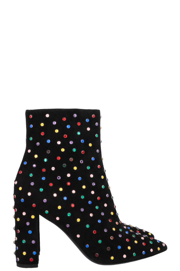 SAINT LAURENT Betty Embellished Ankle Boots Suede Black