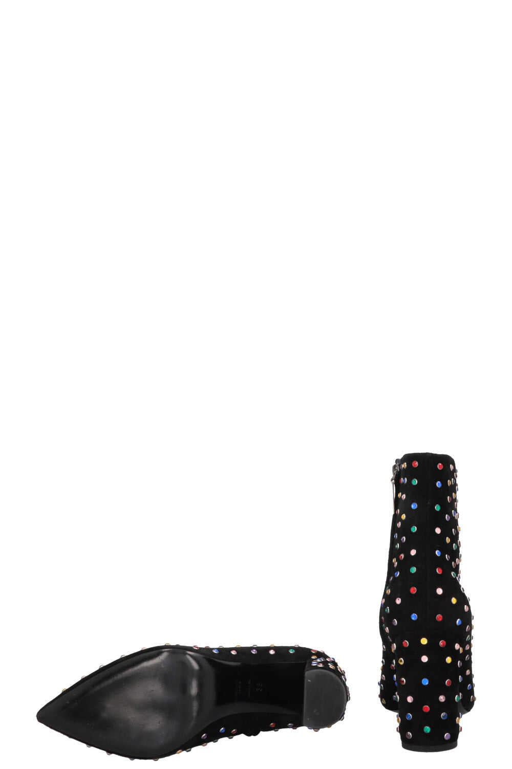 SAINT LAURENT Betty Embellished Ankle Boots Suede Black