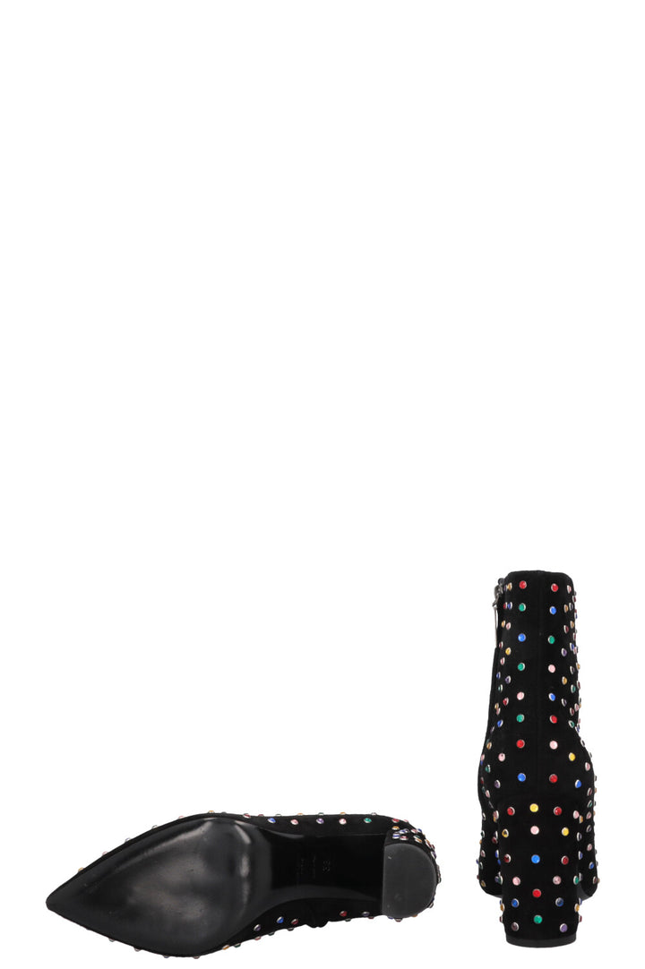 SAINT LAURENT Betty Embellished Ankle Boots Suede Black