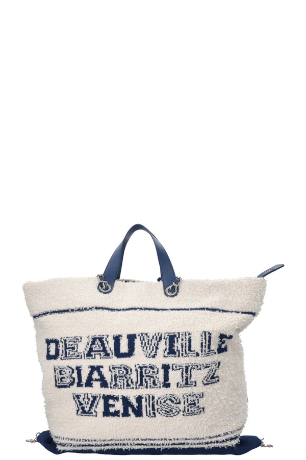 CHANEL 2019 Deauville Biarritz Venise Tote Terry Cloth Off-White
