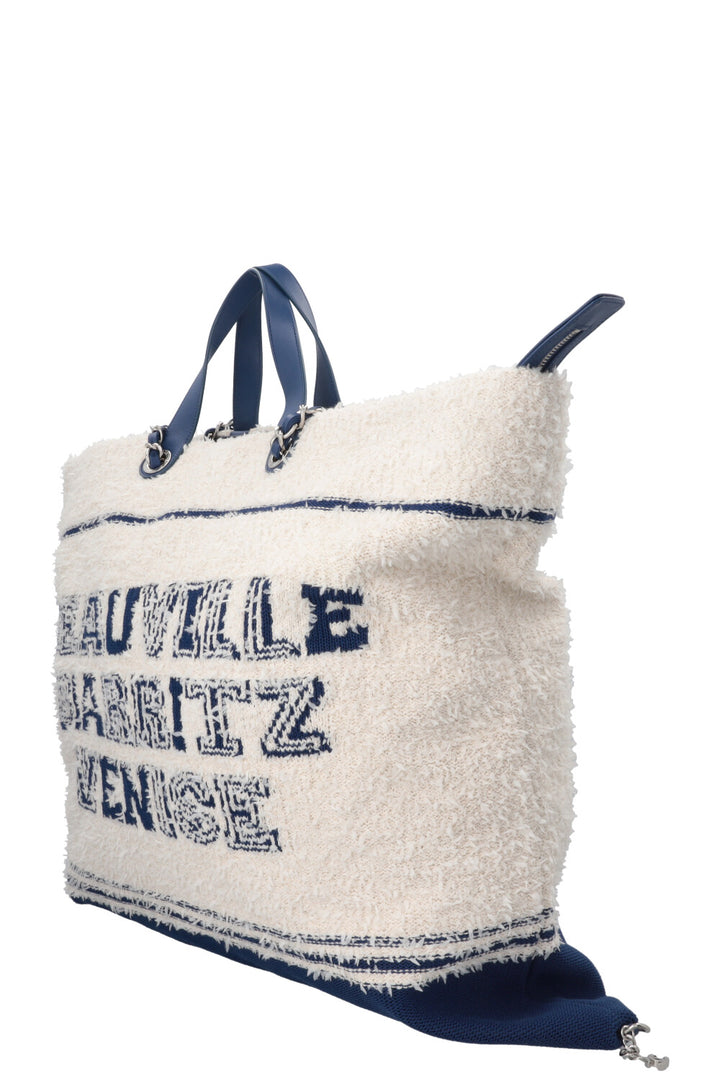 CHANEL 2019 Deauville Biarritz Venise Tote Terry Cloth Off-White