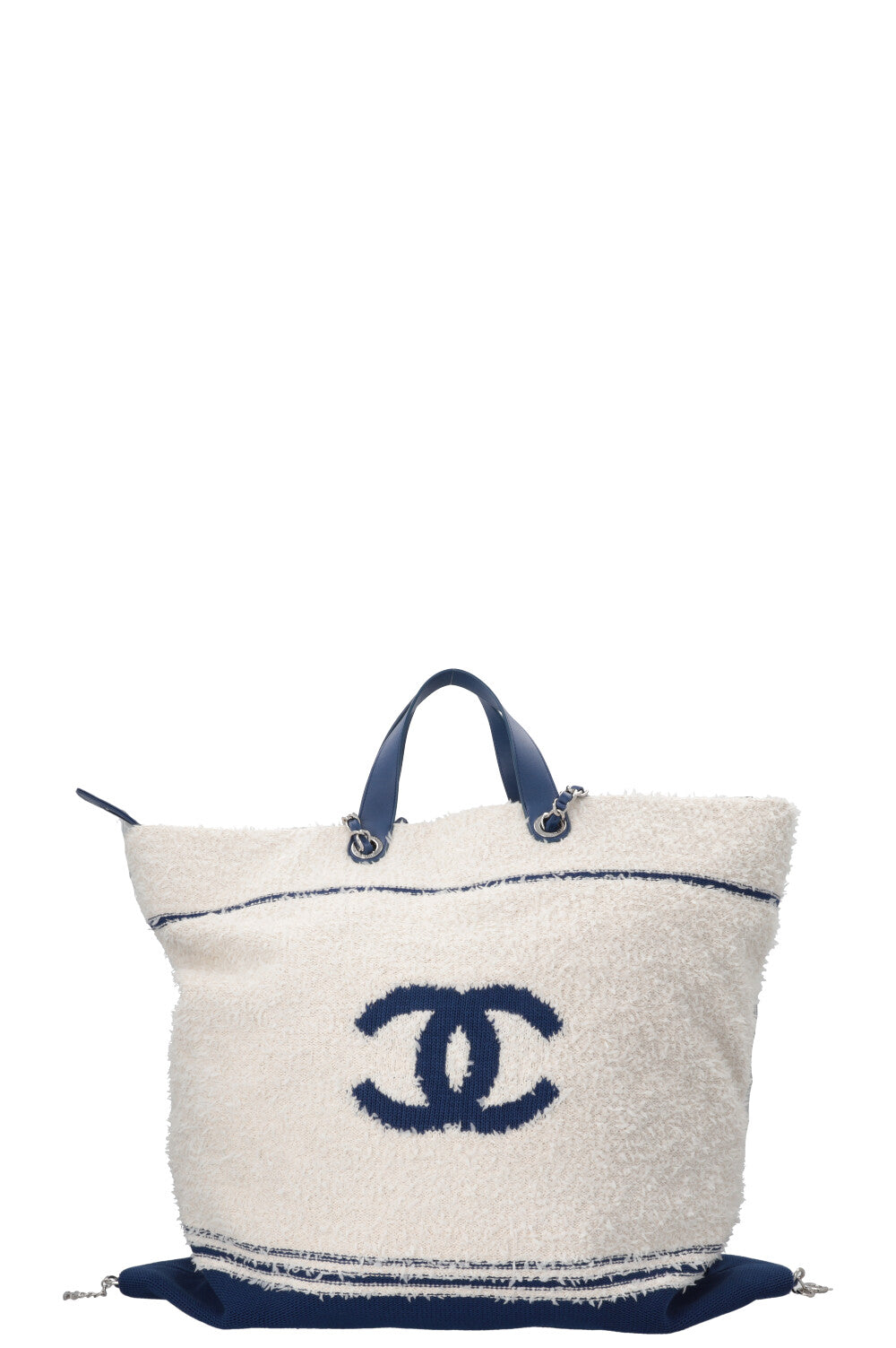 CHANEL 2019 Deauville Biarritz Venise Tote Terry Cloth Off-White
